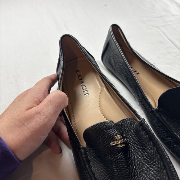 COACH Women's Marley Driver Loafers Pebbled Black Leather Slip-ons Size 9 $145 - Picture 4 of 9